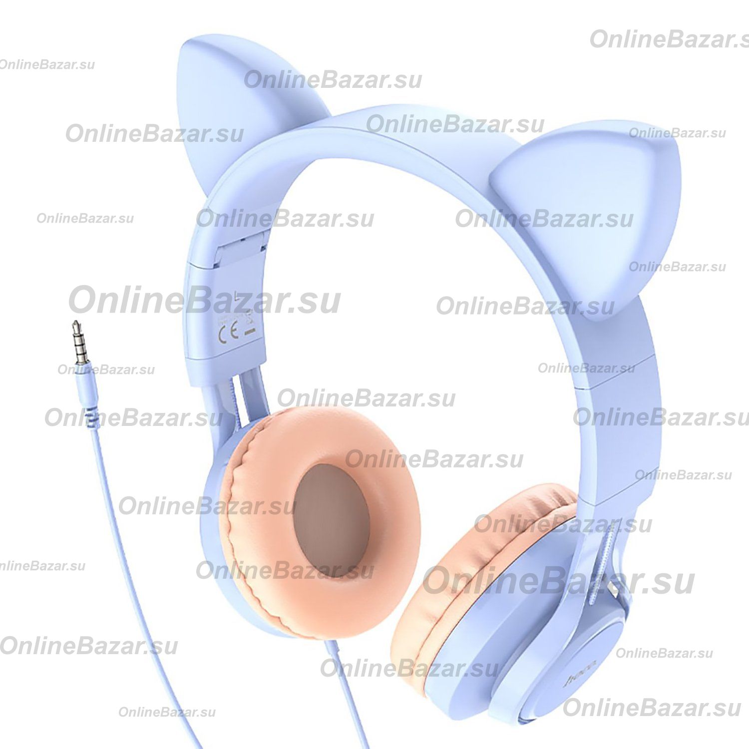 Гарнитура 3.5 Hoco Cat W36 <голубой> ― OnlineBazar.su