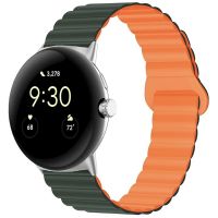 Ремешок для часов силиконовый на магните универсальный 22 мм <зелено-оранжевый> ― OnlineBazar.su