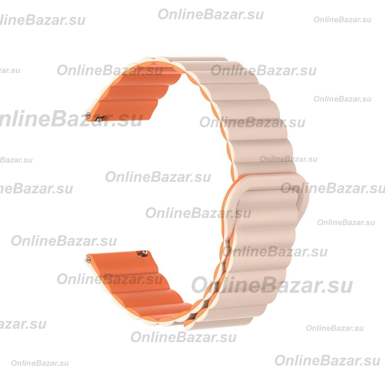Ремешок для часов силиконовый на магните универсальный 22 мм <розово-оранжевый> ― OnlineBazar.su