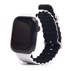Ремешки для Apple Watch Series 4 (44 mm) Ocean Band силиконовый <бело-черный>