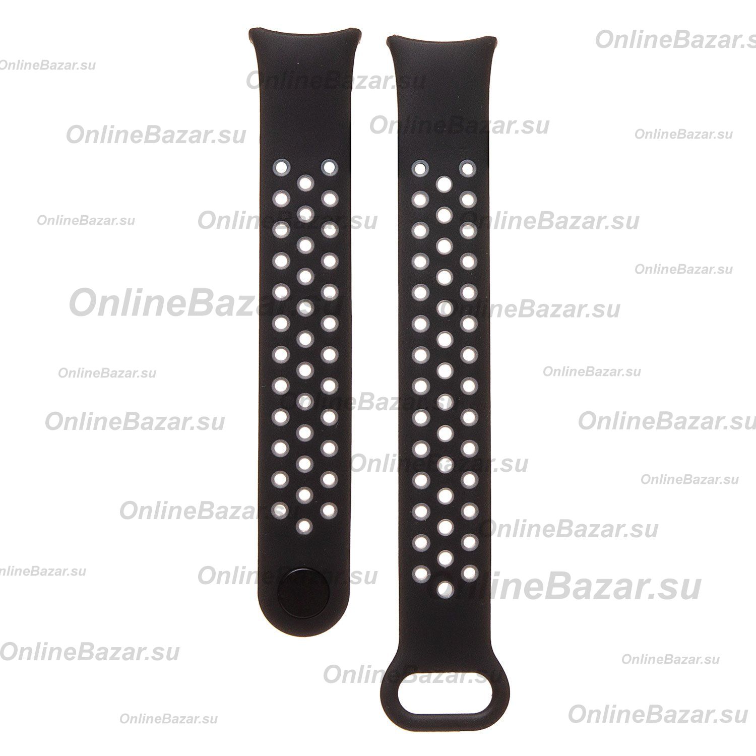 Ремешок для Xiaomi Mi Band 8 силиконовый перфорированный <черно-серый> ― OnlineBazar.su