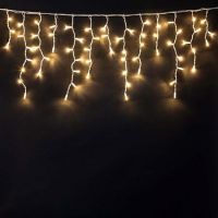Светодиодная гирлянда уличная занавес бахрома (600x60 см/120 диодов/белый провод/тёплые белые диоды) ― OnlineBazar.su