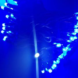 Светодиодная гирлянда уличная Kurato нить (10 метров, 8мм, провод черный, 100 светодиодов, диод синий)