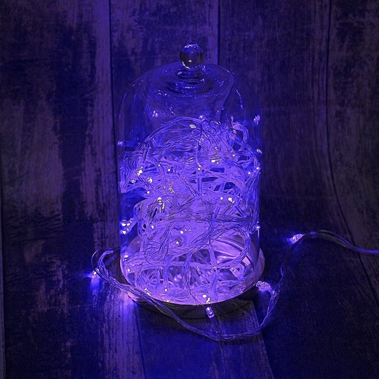 Светодиодная гирлянда (нить IDSL, 10 метров, 100 диодов, провод черный, диоды пурпурные) ― OnlineBazar.su