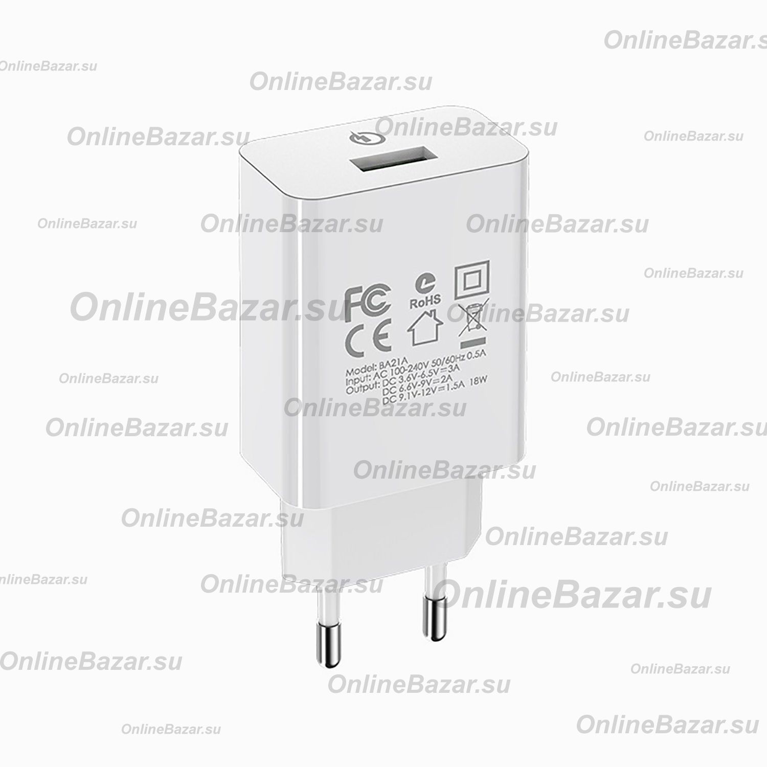 Сетевое зарядное устройство USB Borofone BA21A (3А/18W) <белый> ― OnlineBazar.su
