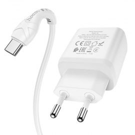 Сетевое зарядное устройство USB Hoco N5 (3A/QC3.0/порт USB-C PD 20W/кабель USB-C-Type-C) <белый>