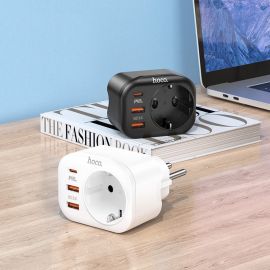 Сетевой фильтр Hoco NS3 (4000W/1 розетка/2 порта USB/QС3.0/порт USB-C PD) <черный>