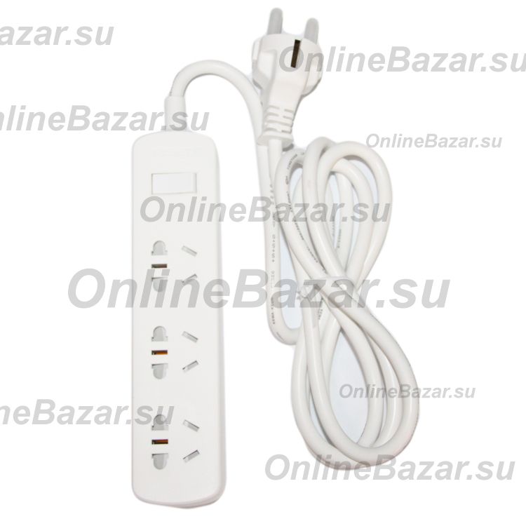 Сетевой фильтр Pisen 003EP (3 розетки/1,8 м.) <белый> ― OnlineBazar.su