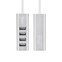 USB HUB для порта USB Hoco HB1 (4USB/0.8 метра) <серебристый> ― OnlineBazar.su