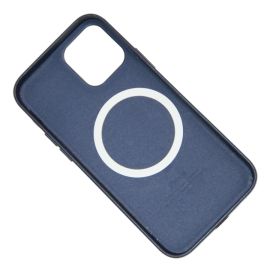 Чехол для Apple iPhone 12 Leather MagSafe <синий индиго> (премиум)