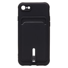 Чехол для Apple iPhone SE 2022 силиконовый с картхолдером №4 <черный>