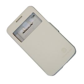 Чехол для Samsung i8580 (Galaxy Core Advance) флип боковой пластик-кожзам с окошком Nillkin Fresh <белый>