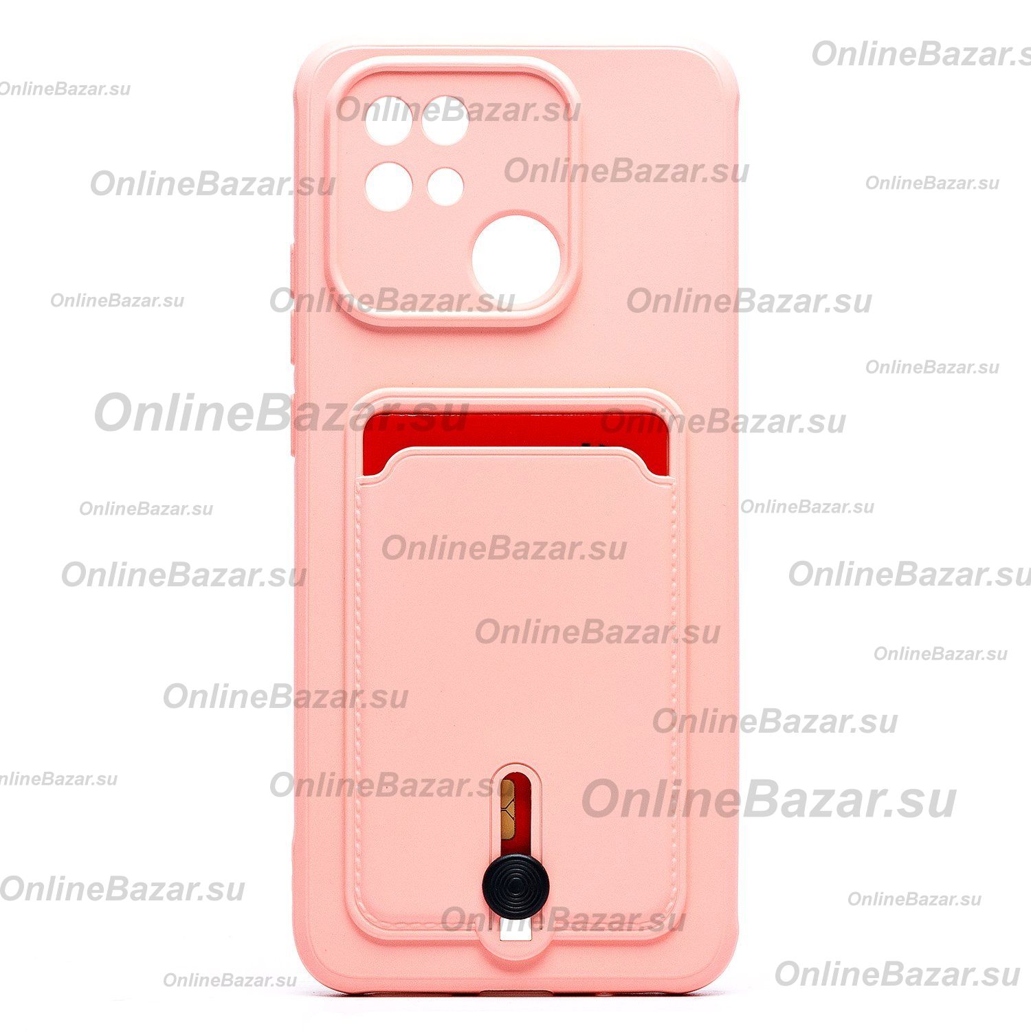 Чехол для Xiaomi Redmi 10C силиконовый с картхолдером №4 <светло-розовый> ― OnlineBazar.su