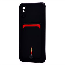 Чехол для Xiaomi M2006C3LC силиконовый с картхолдером №4 <черный>