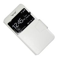 Чехол универсальный 5.8-6.0 флип боковой с окошком Window <белый> ― OnlineBazar.su