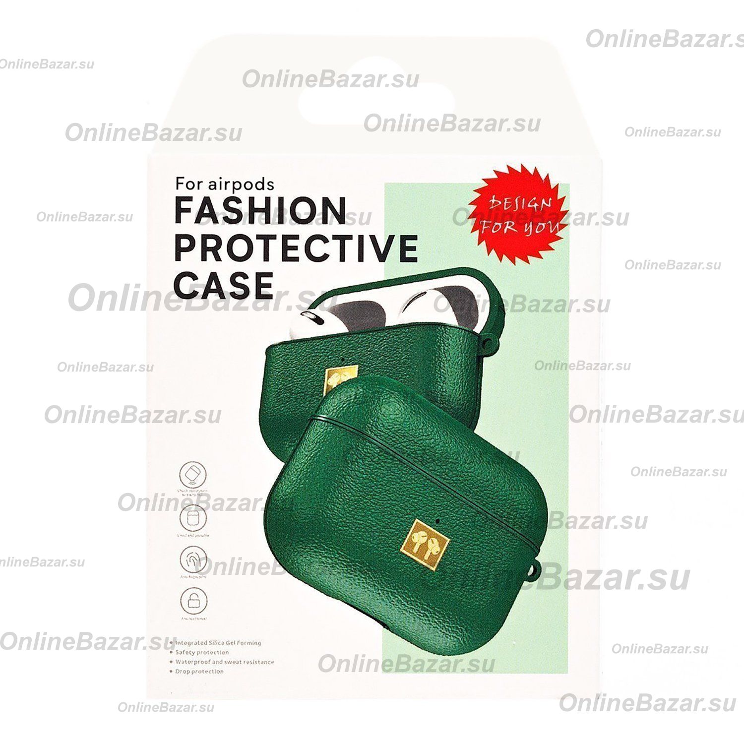 Чехол для кейса наушников Apple AirPods 2 экокожа PCP08 <зеленый> ― OnlineBazar.su