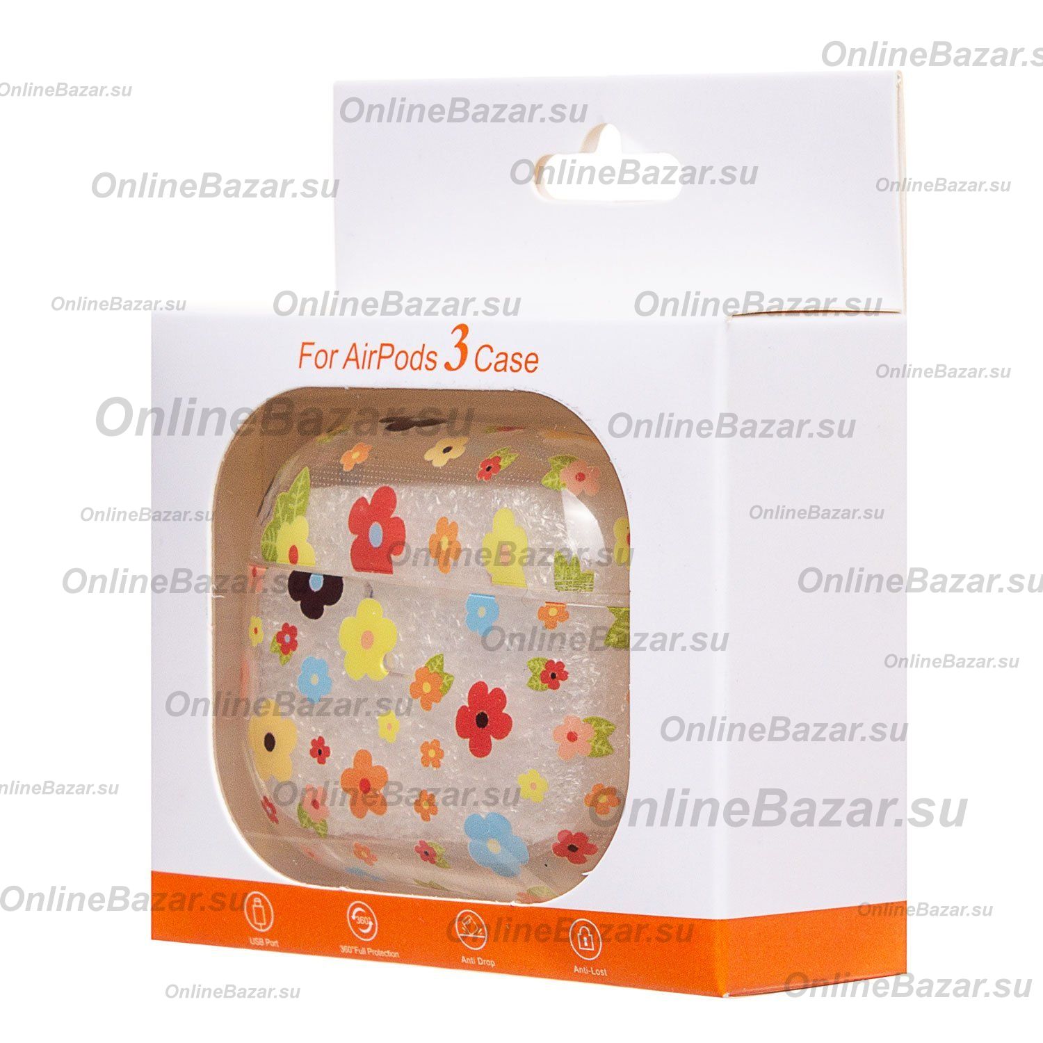 Чехол для кейса наушников Apple AirPods 3 силиконовый Сolorful <прозрачно-желтый> ― OnlineBazar.su