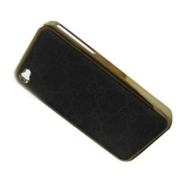 Чехол для Apple iPhone 4 пластиковый с кож.вставками GUCCi <темно-серый>