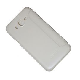 Чехол для Samsung SM-J700DS (Galaxy J7) флип боковой пластик-кожзам с окошком Nillkin Sparkle <белый>