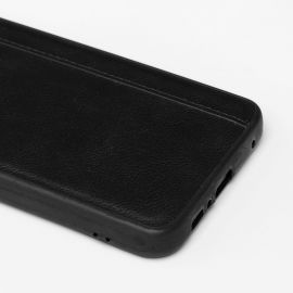Чехол для Samsung SM-A805F (Galaxy A80) силиконовый с кожаной вставкой №1 <черный>