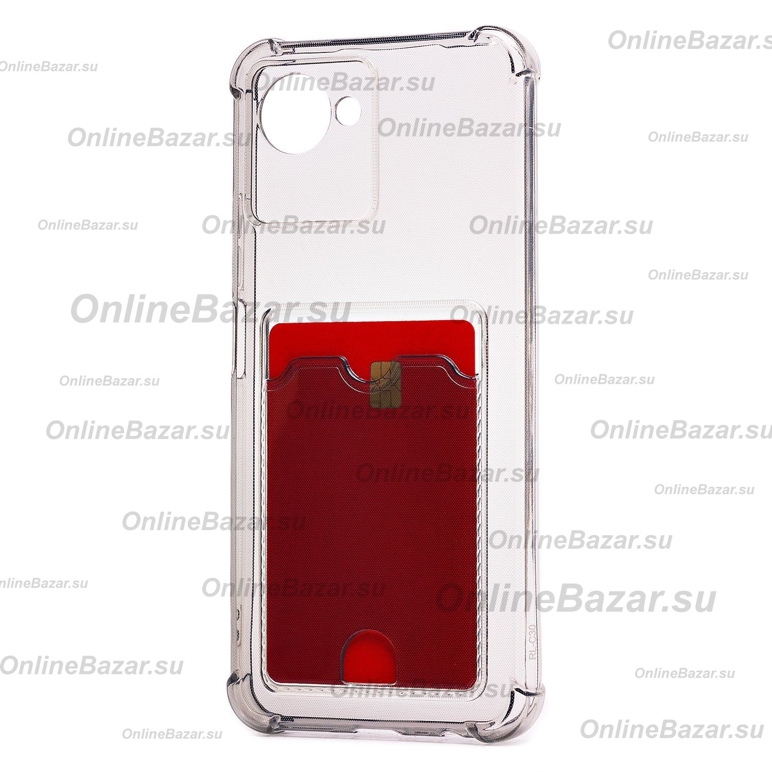 Чехол для Realme C30 силиконовый с картхолдером №2 <черный> ― OnlineBazar.su