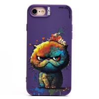 Чехол для Apple iPhone 7 силиконовый (рис. 335/кот) <фиолетовый> ― OnlineBazar.su