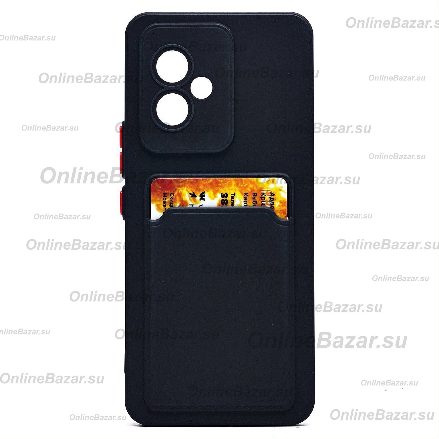 Чехол для Huawei Honor 100 силиконовый с картхолдером №9 <черный> ― OnlineBazar.su