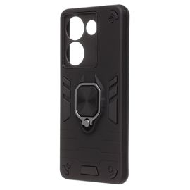 Чехол для Tecno Camon 20 (CK6n) силиконовый противоударный с кольцом <черный>