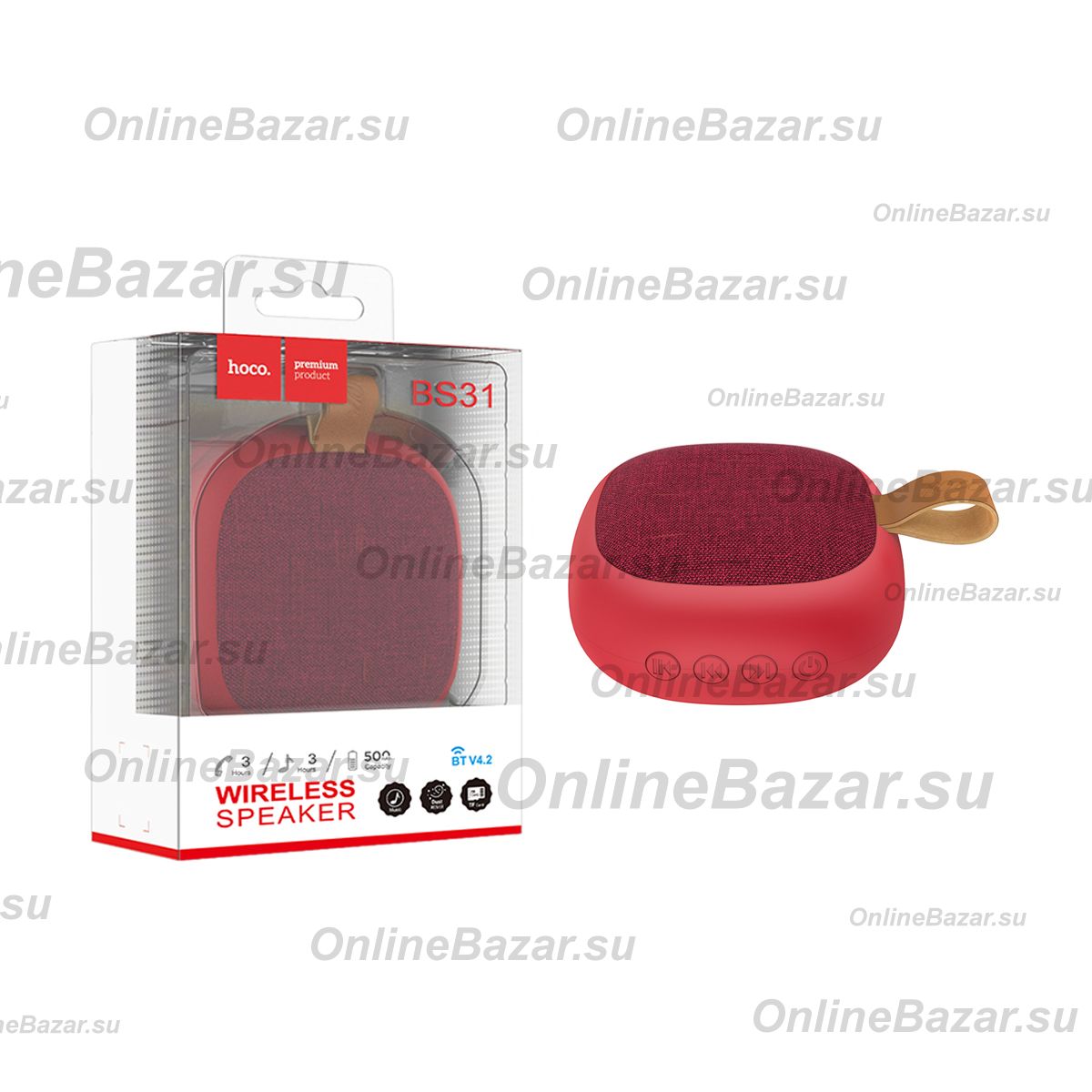 Колонка Hoco BS31 (Bluetooth/1 x 5 Вт/500 mAh) <красный> ― OnlineBazar.su