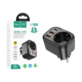 Сетевой фильтр Hoco NS3 (4000W/1 розетка/2 порта USB/QС3.0/порт USB-C PD) <черный>