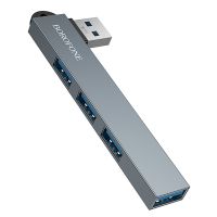 USB HUB Borofone FH1 (3 USB 2.0+1 USB 3.0) <серый> ― OnlineBazar.su